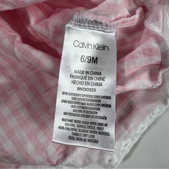 Calvin Klein girl’s pink flannel and jeans dress  6-9 months m141-18 - Picture 3 of 4